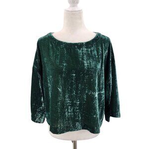Cupcakes And Cashmere Crushed Velvet Green Blouse Top Womens Small